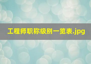 工程师职称级别一览表