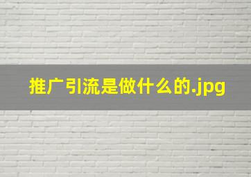 推广引流是做什么的