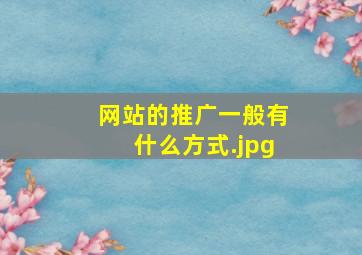 网站的推广一般有什么方式