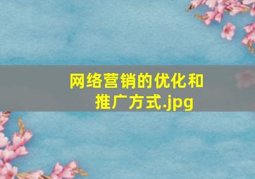 网络营销的优化和推广方式