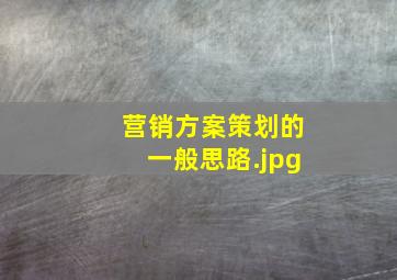 营销方案策划的一般思路